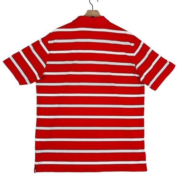 Nike Golf Polo Mens Large Stripe Print Performance Stretch Shirt Red - Picture 8 of 15